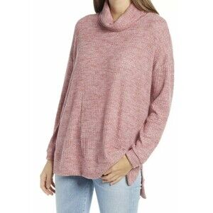 Everleigh Sweater Women’s Size XS Cowl Neck Tunic‎ Top Mauve Long Sleeve Waffle